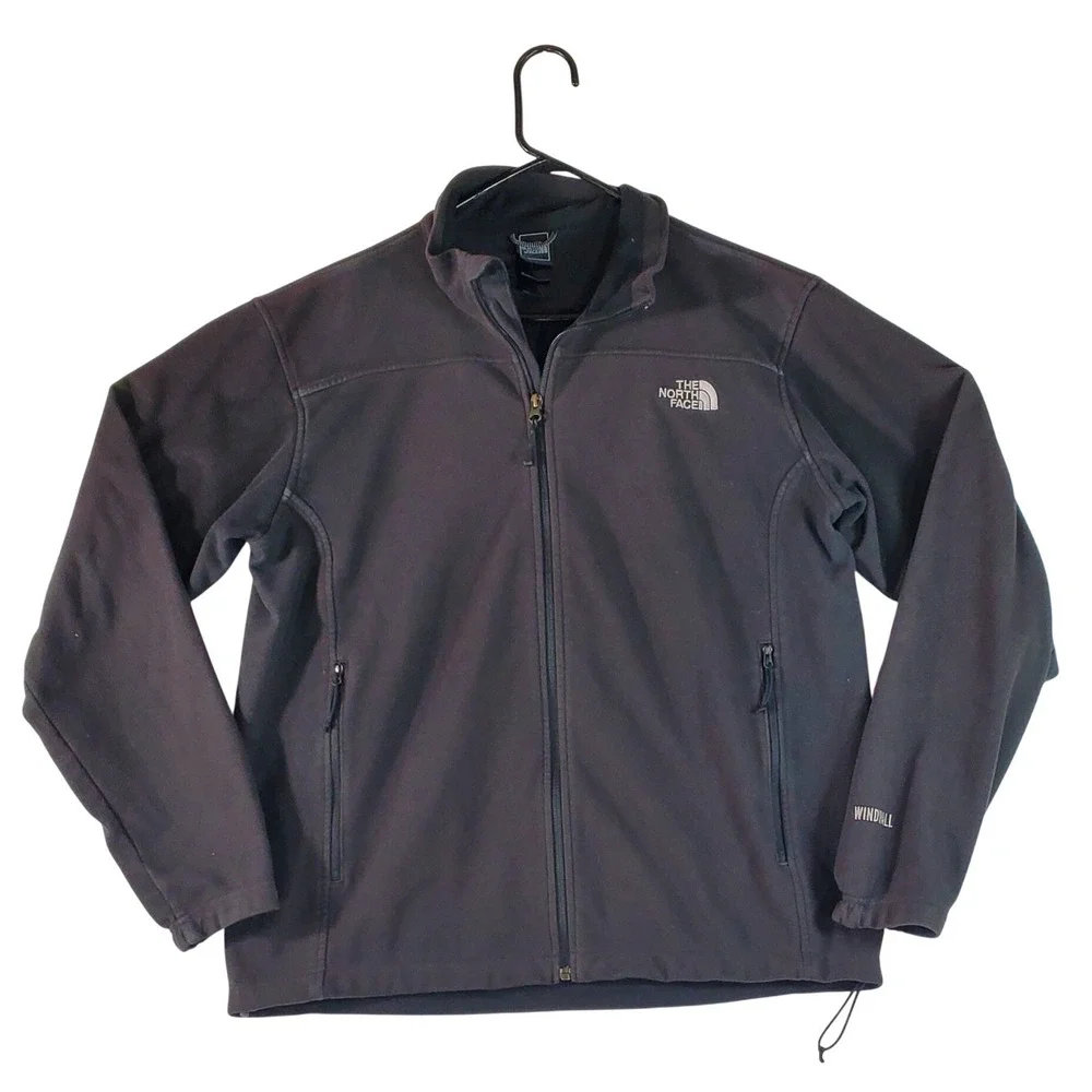 The North Face Mens Windwall Fleece Jacket Black Full Zip Size‎ Large